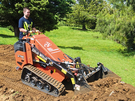 Josh Simpson operates the Ditch Witch SK755 mini skid steer loader.