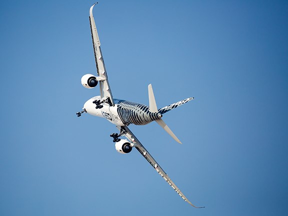 Graphite-derived carbon fibre is used to make the Airbus A350-900. Photo: Dmitry Birin / Shutterstock.com