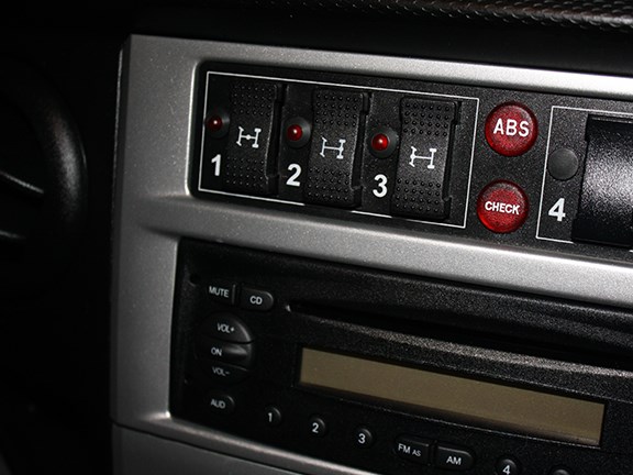 Diff lock selectors are easily reached but the front lock alarm screams like a banshee when engaged.