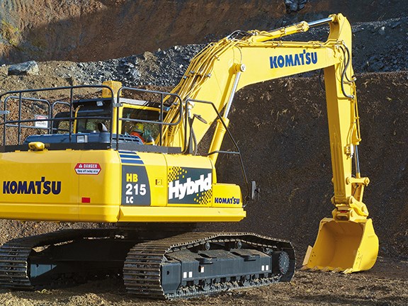 The Komatsu HB215LC-1 hybrid excavator.