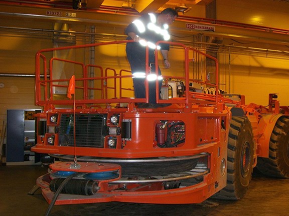 THEN: Servicing a Sandvik LH514E LHD at Northparkes Mines.