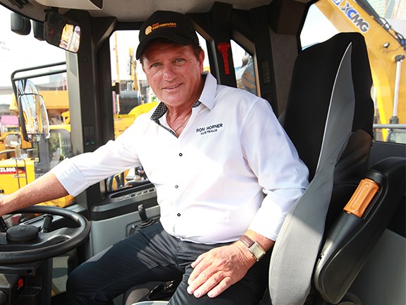 Bauma China 2014: Ron in the operator's seat of the XCMG 1200 loader.