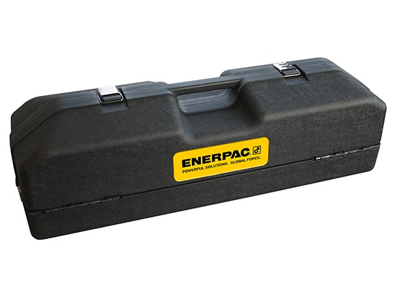 The Enerpac Porta Power set is housed in a sturdy plastic case.