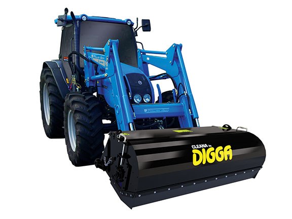 The Digga Cleana bucket broom being used on a tractor