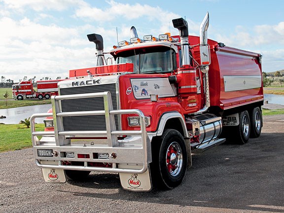 Classic. Superbly restored Mack Super-Liner V8 is the exception to the rule in a Kenworth dominated fleet