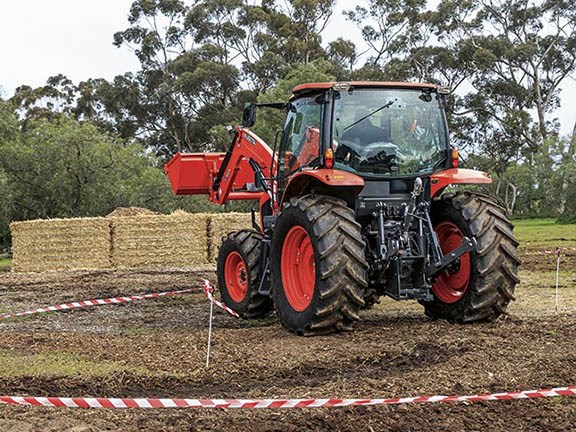 Protruding rear wheels affected Tom’s ability to keep the Kubota inside the winding track.
