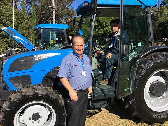 Pictured with the Landini Rex orchard tractor are Paul Pintaudi (left) of Small Horse Tractors, Dandenong, VIC, and Matthew Giordano of Seville Tractors, VIC.