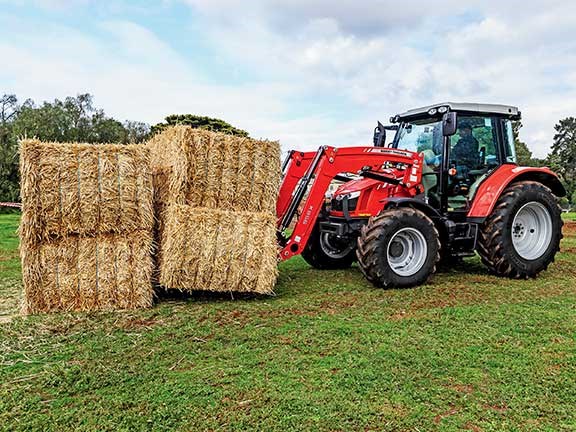 The Massey Ferguson 5609 tractor made quick work of the hay task.