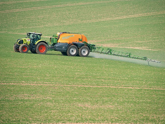 Claas tractor with Amazone sprayer