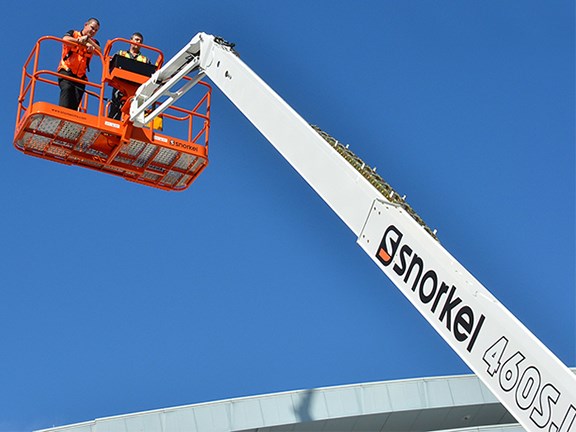 The newly released Snorkel 460SJ telescopic boom lift can reach up to 12.2m.