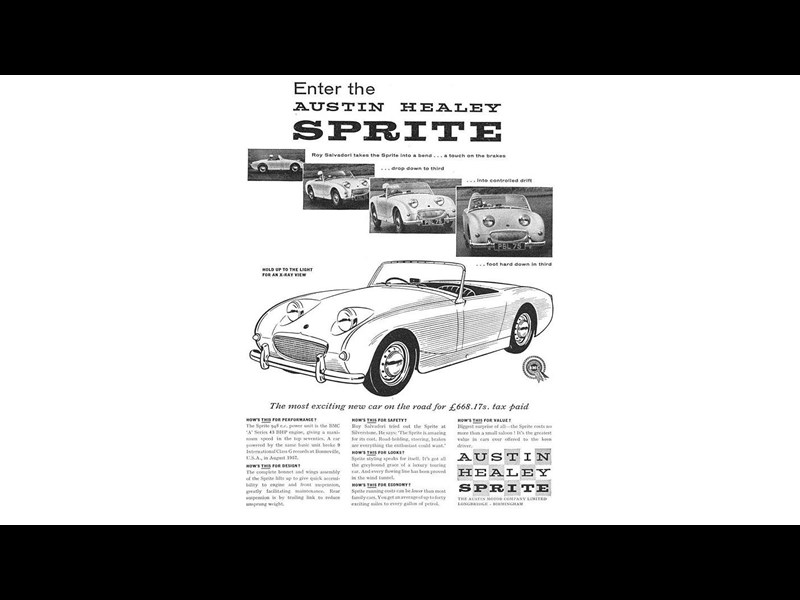 1958 Austin-Healey Sprite MkI advertisement.