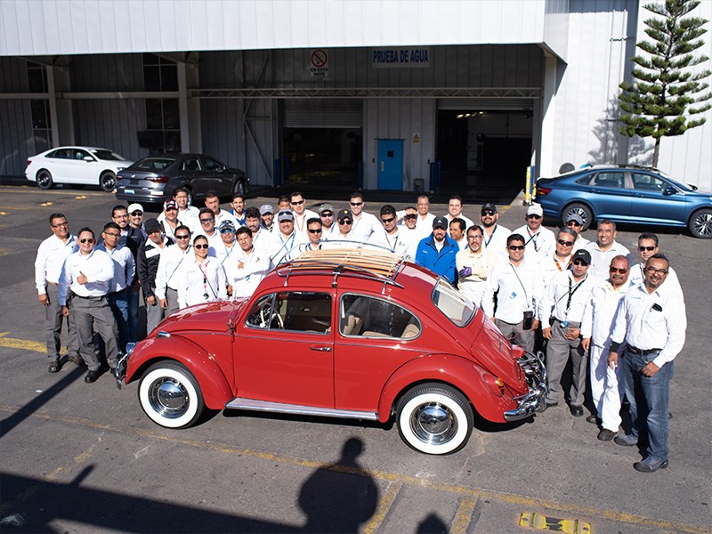 Annie the Beetle at the factory