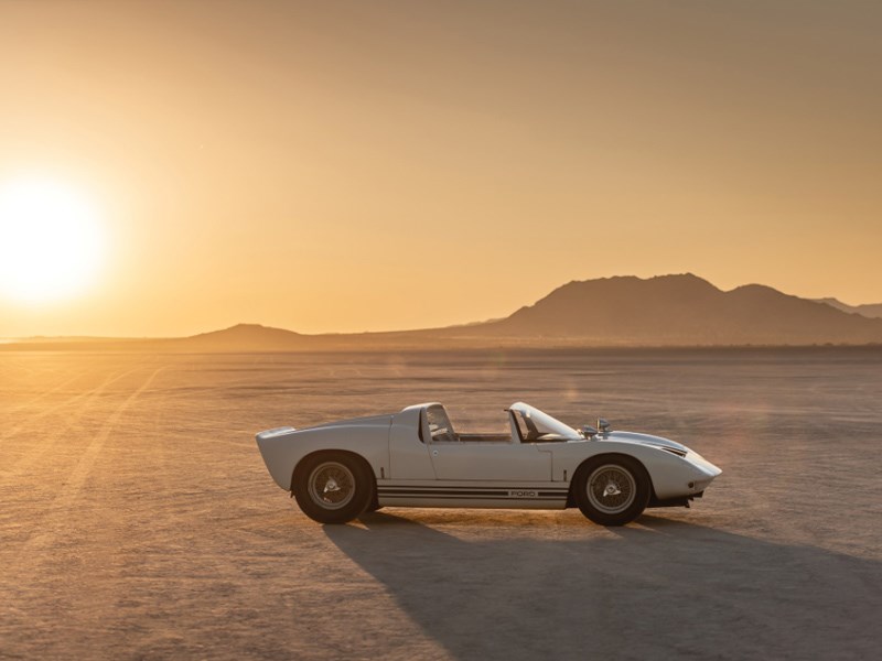 GT40 roadster for auction side sunset