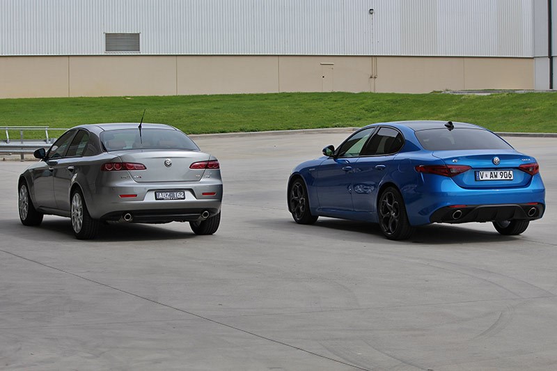 alfa romeo giulia and 159 rear 2