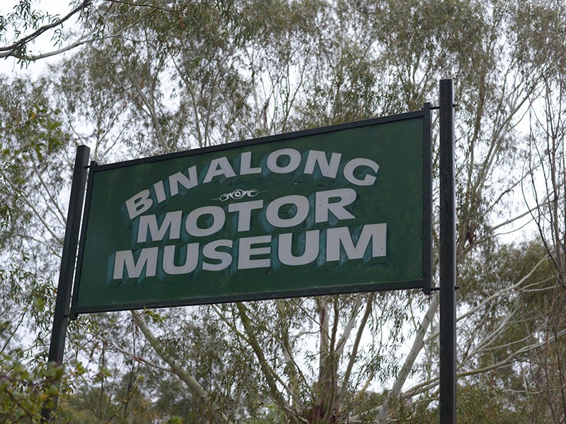 Binalong motor museum fire sale sign