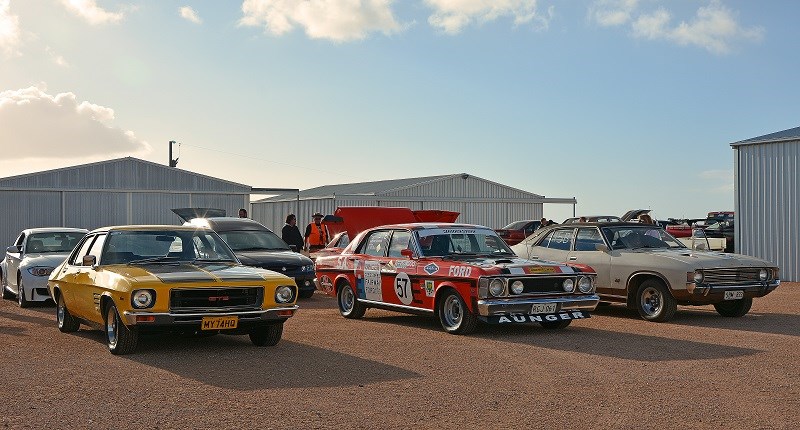 009 organisers Holden HQ Monaro GTS Rachel Carson and XW Falcon GT Bathurst Aunger replica Kevin May