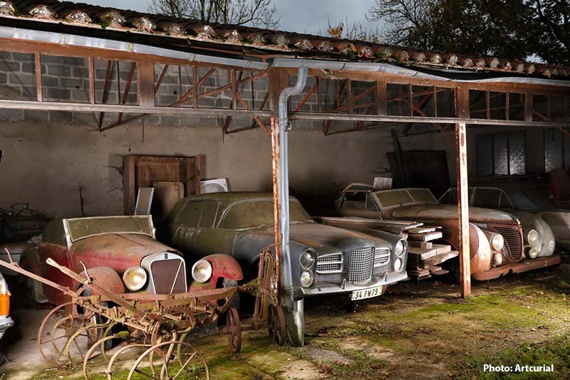 Abri 1 with Facel Vega Excellence and Talbot Lago T26 cabriolet Saoutchik ex-Roi-Farouk, Collection Baillon