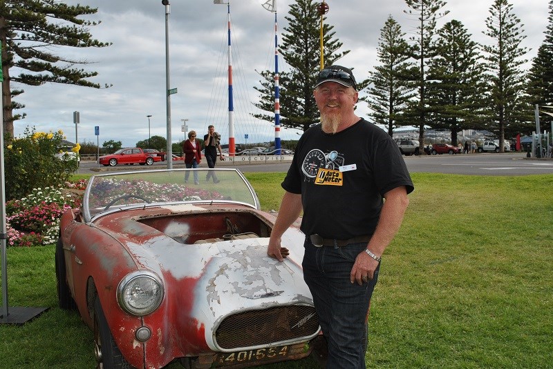 Austin Healey 100 BN1 Rocket ex drag car Mark Scott with Mark Scott