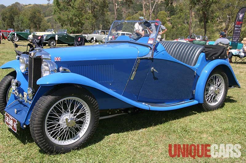 80-year-old MG roadster in the carpark