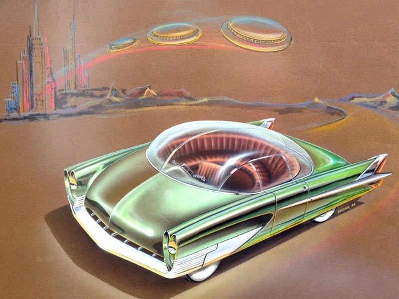Charles Balogh's 1953 study for Ford. A car with semi-circular round seating that would stimulate conversation