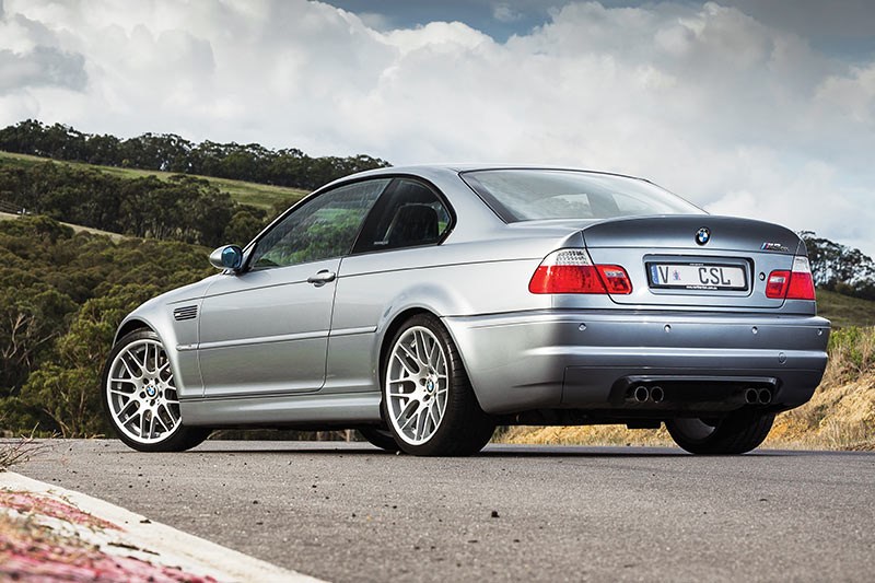 bmw e46 m3 csl rear angle