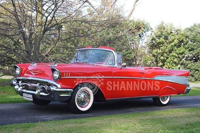 1957 Chevrolet Bel Air Convertible (LHD) – sold $70,000