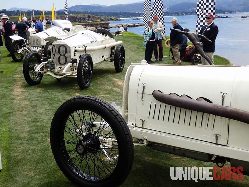 impressive Mercedes team cars from the 1914 French Grand Prix including 4 5 litre winning car of Lautenschlager No 28