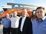 AB Equipment GM sales and marketing manager Rob Fuller, AB Equipment CEO Peter Dudson, Richard M Goldsbury, Theo Valk