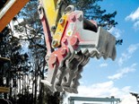 The A-Ward concrete crusher-pulveriser attachment is coupled with a a 20-tonne excavator.