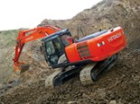 Hitachi ZX200LC-5 excavator goes into action in the quarry.