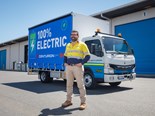 Justin Cardaci with his first electric truck