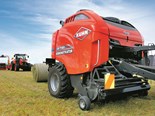 The KUHN VB 7160 working in tandem with the KUHN RW 1810 wrapper for the complete baleage job