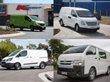 The four contenders (clockwise from top-left): Renault Trafic, Hyundai iLoad, Toyota HiAce, and Ford Transit.