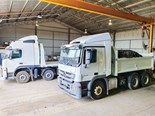 Mercedes Benz Actros 2248 fitted with a CitiQuip Gravel Tipper and sliding tarp [front] and 4x8 Volvo FM380 with 9m tilt tray, ready for work
