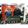 Engineer Keith McCab and Ian Walters with a Sunbeam engine