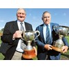 Farmers and their roles in rugby Brian Lochore and Colin Meads holding the Lochore and Meads Cups