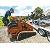 The trailer is designed to make changing the Ditch Witch SK755’s attachments relatively easy.