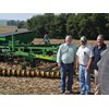The new Diamond Harrow model and Cover Crop Feeder with (left to right) US Sales and Marketing Manager Wayne Rosenbaum, Kelly dealer and farmer George Quinn and Kelly Engineering Managing Director Shane Kelly