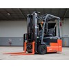 The new Toyota 8FBE three-wheel, battery powered counterbalance forklift.
