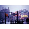 Cruising below the neons at a snowy Piccadilly Circus, London