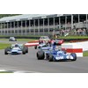 Sir Jackie Stewart in his Tyrrell, followed by Aussie Mark Webber in Jackie's championship Matra