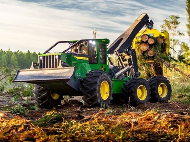 John Deere's latest piece of forestry equipment is the six-wheel 768L-II Bogie Skidder