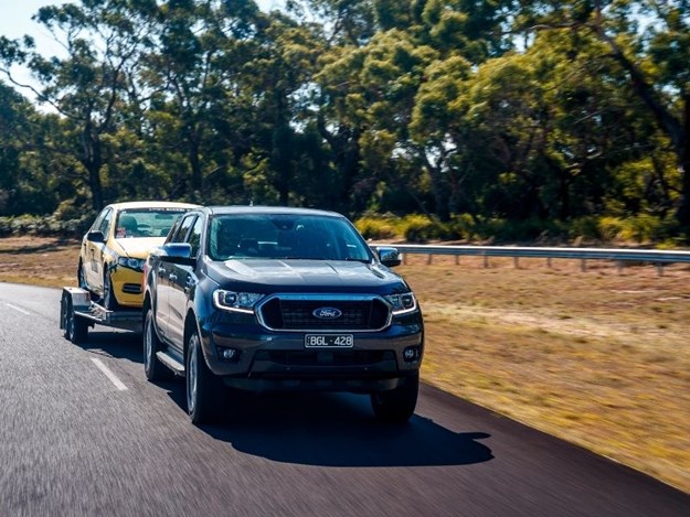 The Ford Ranger towing our turbo taxi