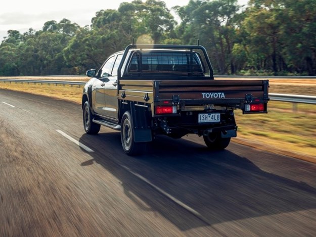 The Toyota Hilux SR5 on the road