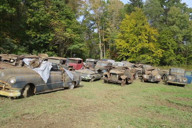 Collapsed barn reveals 36 classic cars all up for sale