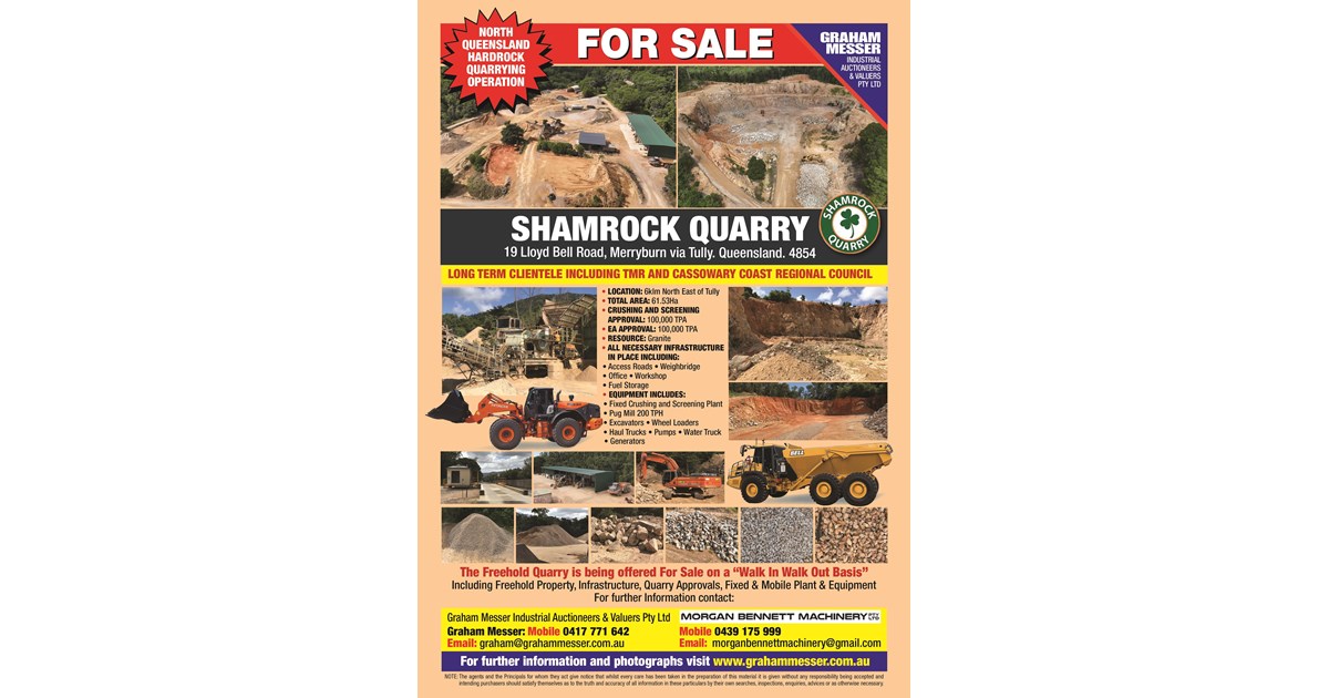 CRUSHING PLANT QUARRY FOR SALE NORTH QUEENSLAND HARD ROCK for sale