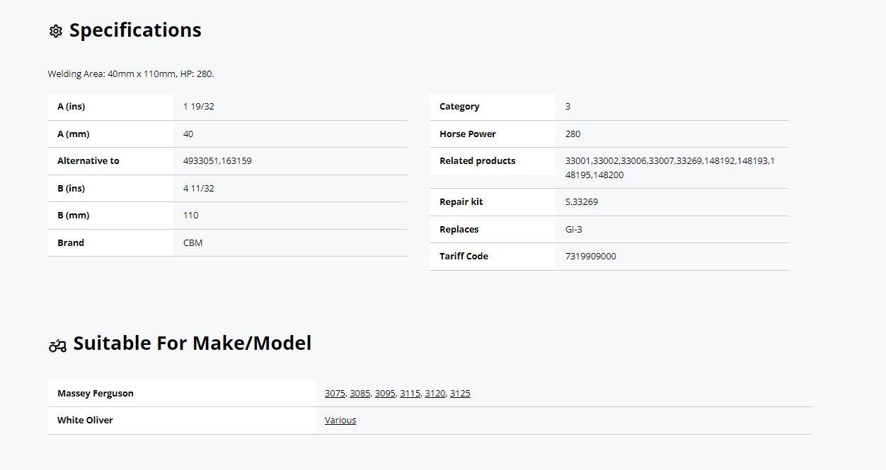 CBM LOWER LINK WELDON HOOK (CAT 3) for sale (refcode TA1153907)