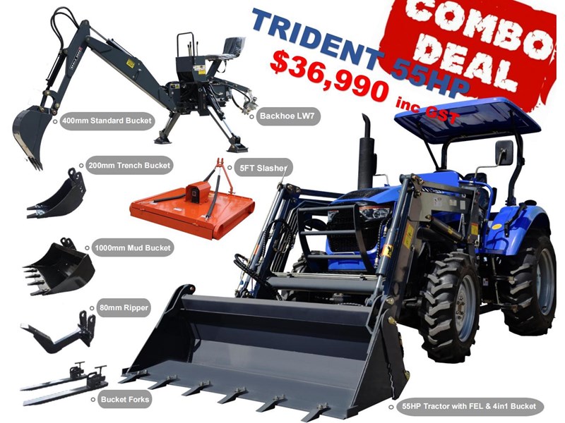trident 55hp combo deal (fel + backhoe + slasher + forks) 678656 001