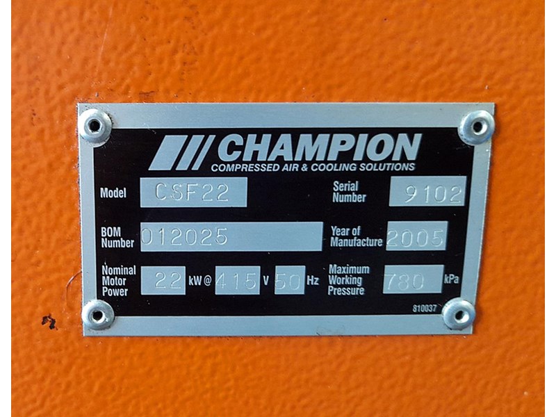 sullair champion sullair csf 22 rotary screw air compressor 974040 004