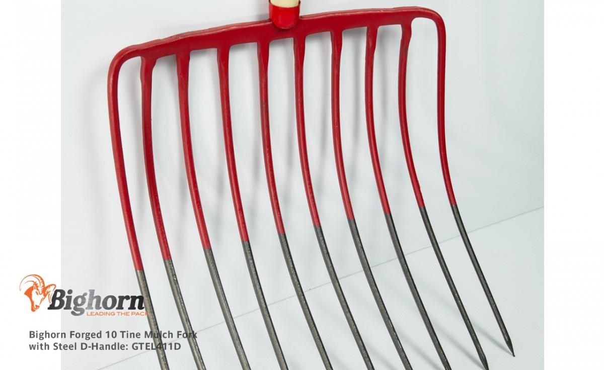 BIGHORN 10 TINE MULCH FORK WITH STEEL DHANDLE for sale
